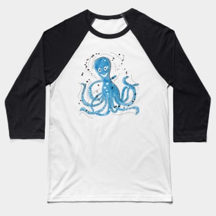 Happy Blue Cartoon Octopus Baseball T-Shirt